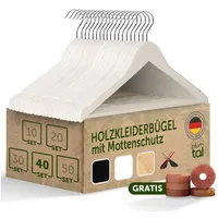 Blumtal Kleiderbügel Holz 40er Set - Holzbügel mit 360°