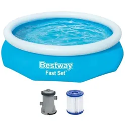 Bestway Fast Set Aufstellpool-Set mit Filterpumpe Ø 305 x 76 cm, blau,