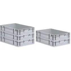 PROREGAL 5x Eurobox NextGen Grip | HxBxT 12x40x60cm | 23 Liter | Griffe geschlossen | Glatter Boden | Eurobehälter