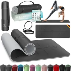 KESSER® Gymnastikmatte mit Tragegurt rutschfest TPE Yogamatte Gepolstert & rutschfest Fitnessmatte , 183 x 61  Trainingsmatte für Fitness Sportmatte, Pilates & Gymnastik Workout extradick