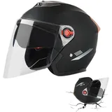 BommFu 3/4 Motorradhelme | Motorradhelm Mit Schutzbrille | Jethelm Roller-Helm Scooter-Helm Moped Mofa-Helm Chopper Vintage - Um Die Kopfsicherheit Wirksam Zu Schützen