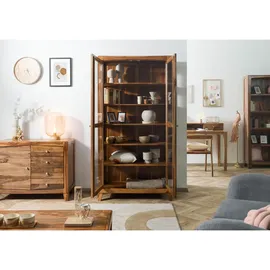 MASSIVMOEBEL24.DE Vitrine Ancona 100 x 45 x 195 cm Braun