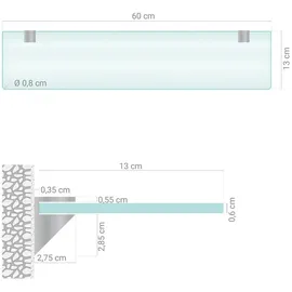 Tulup Glasregal Milchglas - 60x13 cm