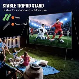 Vevor Projektionsleinwand mit Ständer 381cm Tragbare Filmleinwand 16:9 Outdoor Indoor Beamer Leinwand 347 x 201.9cm Mobile Beamer Leinwand 160°