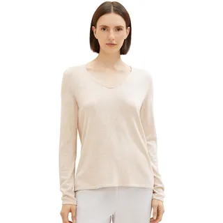 Tom Tailor Basic Pullover Mit V-ausschnitt Desert Sand Melange XL