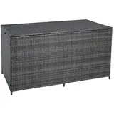 Auflagenbox Poly Rattan 870 Liter XXL Kissenbox Aufbewahrungsbox Anthrazit-Grau