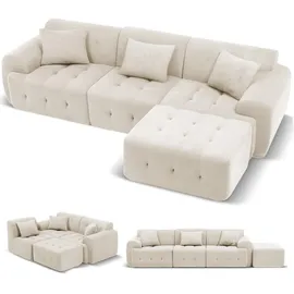 COMHOMA Ecksofa, 245 x 60 x 40 cm, Modulares Sofa mit Schlaffunktion, Schlafsofa, L Form Couch für Wohnzimmer, vakuumverpackt, Flexibel kombinierbar - grau