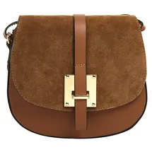 Cluty Umhängetasche CLUTY, Damen, Gr. B/H/T: 22cm x 20cm x 6cm onesize, braun (cognac), Leder, beschichtet, Taschen Umhängetasche, echt Leder, Made in Italy
