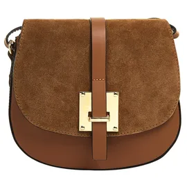 Cluty Umhängetasche CLUTY, Damen, Gr. B/H/T: 22cm x 20cm x 6cm onesize, braun (cognac), Leder, beschichtet, Taschen Umhängetasche, echt Leder, Made in Italy