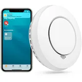 meross Smart Rauchmelder Vernetzt Feuermelder Meross funktioniert mit Apple HomeKit Schlafzimmertauglich Brandmelder mit Stummschaltung und Selbsttest Funktion Geprüft nach DIN EN 14604(Hub benötig)