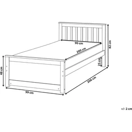 Beliani Bett mit Lattenrost Kiefernholz Olendon 90 x 200 cm