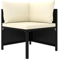 Prolenta Premium Modular-Ecksofa mit Kissen Schwarz Poly Rattan - Schwarz