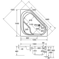 Ottofond Ancona Eckbadewanne 135 x 135 cm (924001)