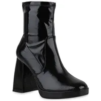 VAN HILL Damen Klassische Stiefeletten Blockabsatz Eckige Schuhe 839640,