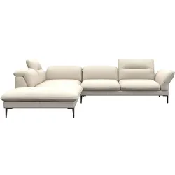 Ecksofa FLEXLUX "Salino, Funktionssofa mit Ottomane, Relaxsofa, Ecksofa", weiß (warm weiß), B:287cm H:88cm T:239cm, Sofas, Sofa mit Arm- und Kopfteil-Verstellungen, Kaltschaum & Stahl-Wellen