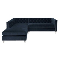 JVmoebel Ecksofa Luxus Graues Ecksofa Wohnlandschaft Couch Eckgarnitur Samt Stoff, Made in Europe blau