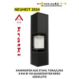 Kratki Kaminofen KAMINOFEN TORA/L 8 KW QUARZSINTER NERO ASSOLUTO MIT TÜRFEDER BA1, 8,00 kW