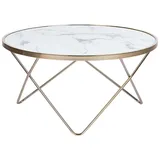 Beliani Couchtisch Rund Weiß Gold Marmor 80 x 80 x 40 cm