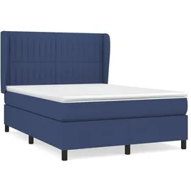 vidaXL Boxspringbett mit Matratze Blau 140x200 cm Stoff