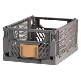BigBuy Klappbox 33x24,5x15cm aus Kunststoff, Aufbewahrungsbox stapelbar, dunkelgrau