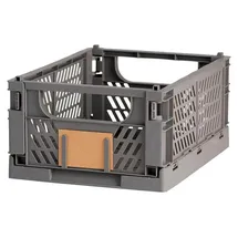 BigBuy Klappbox 33x24,5x15cm aus Kunststoff, Aufbewahrungsbox stapelbar, dunkelgrau