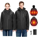Vevor Beheizte Jacke für Damen mit 7,4-V-Akku, elektrischer Softshell-Heizmantel, winddichte, Heizjacke, leichte Oberbekleidung mit 5 Heizzonen und 3 Heizstufen, maschinenwaschbar, L