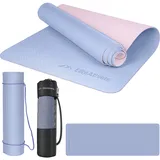 HOEL EliteAthlete® Yogamatte - Sportmatte - Fitnessmatte - Gymnastikmatte gepolstert & rutschfest für Fitness, Pilates - Yoga Matte - 183 cm x 61 cm x 0.6 cm - Trainingsmatte inkl. Transportgurt + Tasche - Frosty