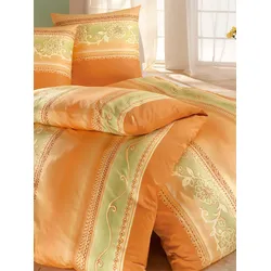 Bettwäsche BIERBAUM Gr. 2, orange (melba), B/L: 155cm x 200cm, 2-teilige Garnitur St., 2-teilige Garnitur St., Feinbiber, B/L: 80cm x 80cm, Feinbiber, 100% Baumwolle, Bettwäsche