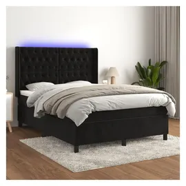 vidaXL Boxspringbett mit Matratze & LED Schwarz 140x200 cm Samt