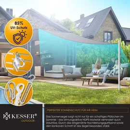 Kesser KESSER® Sonnensegel Sonnenschutz Windschutz HDPE Gewebe wasserabweisend & windabweisend 5-Fach quer vernäht robust & stabil Schattenspender Garten Balkon Terrasse