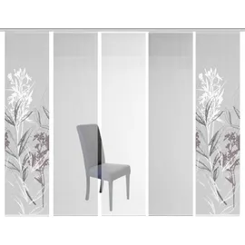 VISION S 95653-0307 | 5er-Set Schiebegardine SEMORA | halb-transparenter Stoff in Bambus-Optik | 5X 260x60, Schiebevorhang 5er Set Digitaldruck