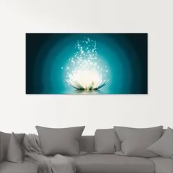 Glasbild ARTLAND "Magie der Lotus-Blume", blau (farbe bild(er): blau), B:20cm H:20cm, Bilder, in verschiedenen Größen