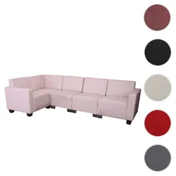 Modular Sofa-System Couch-Garnitur Lyon 5, Kunstleder ~ creme