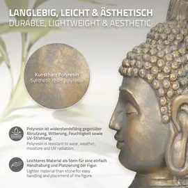 ECD Germany Buddha Figur Kopf Statue 74,5 cm Bronzeoptik Polyresin, für Yoga, Feng Shui oder Meditationsraum, Innen/Außen Skulptur Dekofigur & Bronze