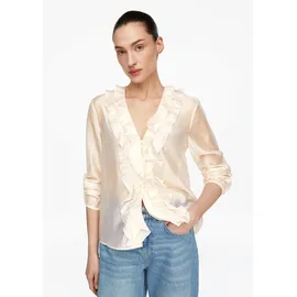 Comma, Bluse Lyocell-Bluse mit Volants beige 40
