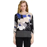 Betty Barclay Damen Feinstrickpullover mit Blumenprint Schwarz/Blau,38 - 38