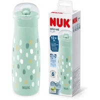 NUK Mini-Me Flip mit Strohhalm für Kleinkinder | ab 12 Monate | 450 ml | Kinderwasserflasche | auslaufsichere stabile Trinköffnung | bruchsicher | Minze/Pünktchen