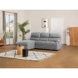 Ecksofa Relaxsofa elektrisch - Stoff - Ecke Links - Hellgrau - LUNANO