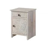 Massivmoebel24 Nachttisch (Türanschlag rechts) Mango 45x40x60 weiß geölt KASHMIR #105