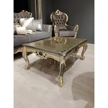 aea Klassischer Couchtisch Gold Holz 80 x 47 x 80 cm