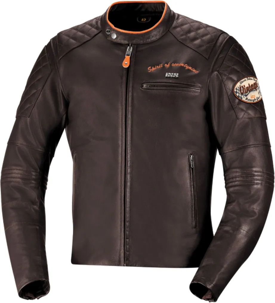 IXS Eliott, veste en cuir - Marron/Orange - 48