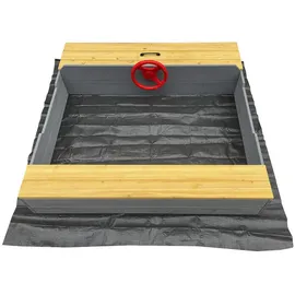 Home Deluxe Sandkasten KIDDY – Hellgrau Holz, 120x20x120 cm, Outdoor Spielzeug, Sandkästen