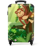 NoBoringSuitcases.com© Kinderkoffer Affe - Dschungel - Jungen - Mädchen - Blumen - Kinder 55x35x20cm, 4 Rollen, Kinder Koffer Klein, Trolley Handgepäck bunt|grün 35 cm x 55 cm x 20 cm