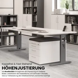 bümö Schreibtisch O-Serie Grau / Silber