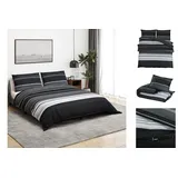 vidaXL Bettwäsche-Set Schwarz/Weiß 200 x 200 cm + 80 x 80 cm