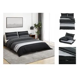 vidaXL Bettwäsche-Set Schwarz/Weiß 200 x 200 cm + 80 x 80 cm