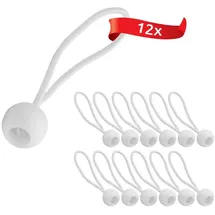 ECENCE 12x Spann-Gummi mit Kugel Weiss Planenspanner Set Expanderschlingen