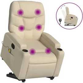 vidaXL Massagesessel mit Aufstehhilfe Polyester 146 x 78 x 0 cm Beige