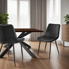 Tectake tectake® Set Stuhl, Monroe Samtoptik, schwarze Stahlbeine, 48 x 59 x 82,5 cm
