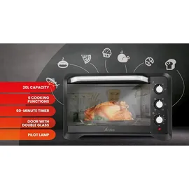 Ardes Elektro-Backofen AR6222PB 20L 6 Funktionen Schwarz - Schwarz